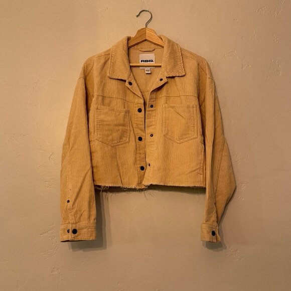 RSQ Corduroy Cropped Raw Edge Shacket Size Medium - Picture 3 of 6